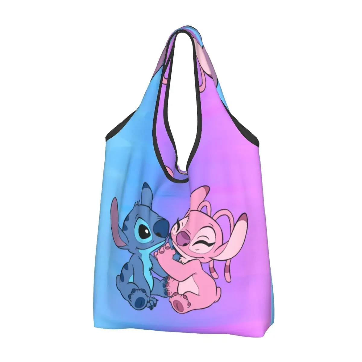 

Reusable Cartoon Lilo & Stitch Grocery Bag Foldable Machine Washable Shopping Bags Large Eco Storage Bag Lightweight