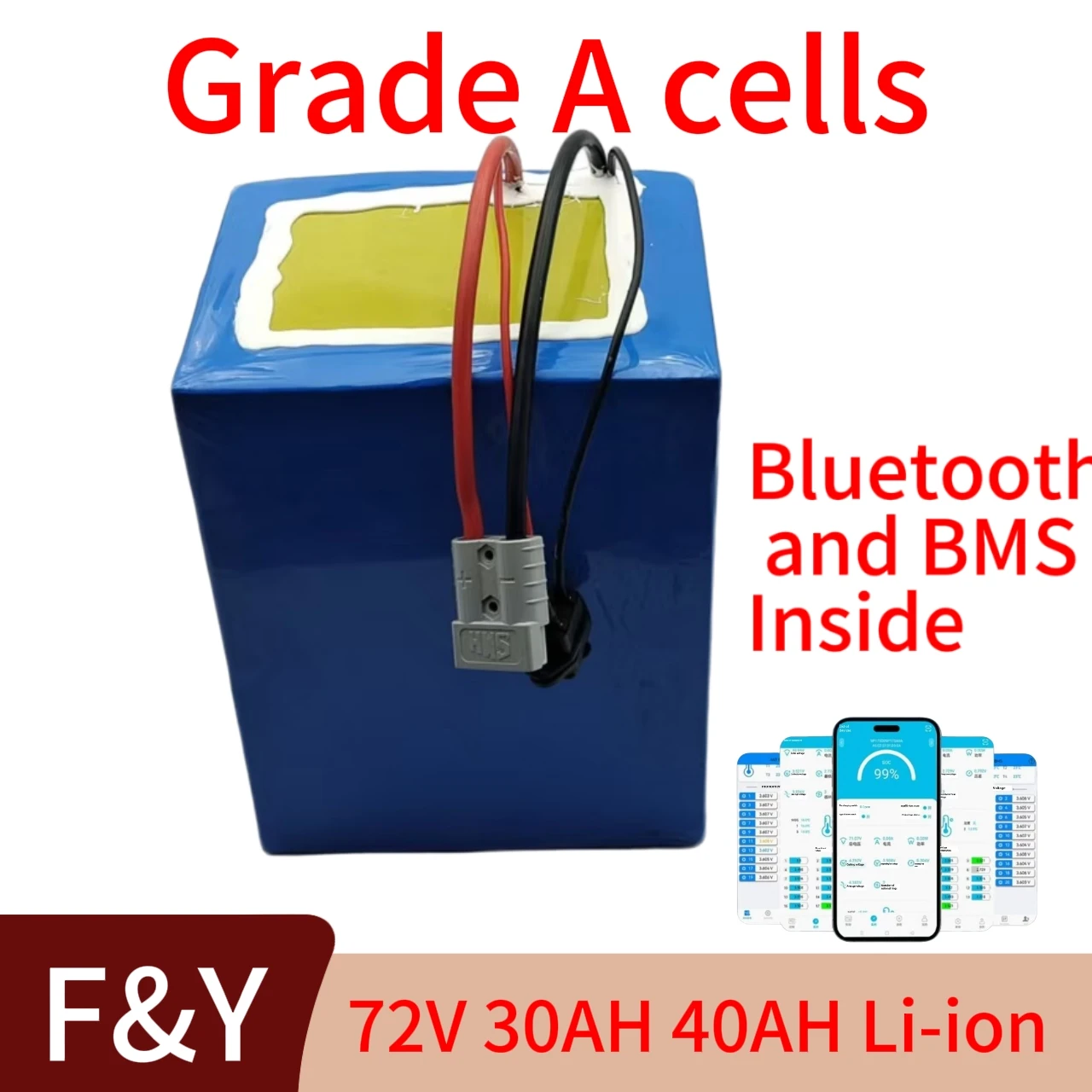 F&Y 72V Li-ion Battery Pack 30Ah/40Ah with BMS for 3500W-5000W Electric Kart Skateboard Golf Cart Multi-field Applicable