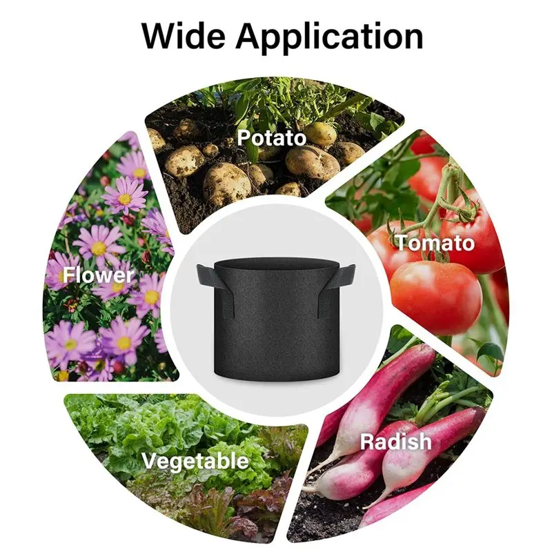 A36T-Plant Grow Bags 5 Gallon Tomato Planter Pots 6-Pack With Handles,Non Woven Fabric Gardening Planter For Vegetable