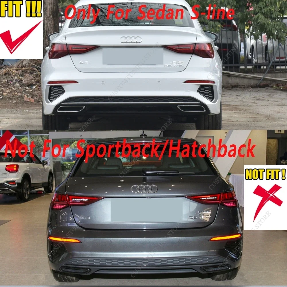 Gloss Black Rear Diffuser Rear Bumper Splitter Lip For AUDI A3 8Y S-Line Sedan/Limousine 2020-2024 Pre-Facelift Bodykits Tuning