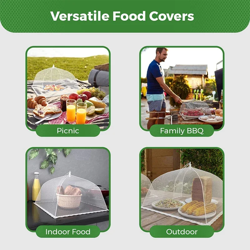Folding Mesh Food Cover Tent Umbrella Dust and Fly and Ash Cover Kitchen Outdoor Food Accessories Kitchen Essentials