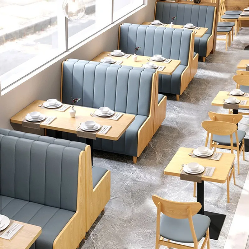 

Milk Tea Shop, Solid Wood Dining Table And Chairs, Restaurant, Hot Pot Restaurant, Card Seat Sofa Combination Commercial