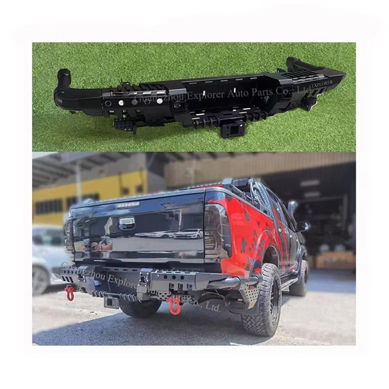 Armando Steel Rear Back Bumper for Hilux Vigo with Led Light Shackle 4X4 Pick up Car Facelift Bumper