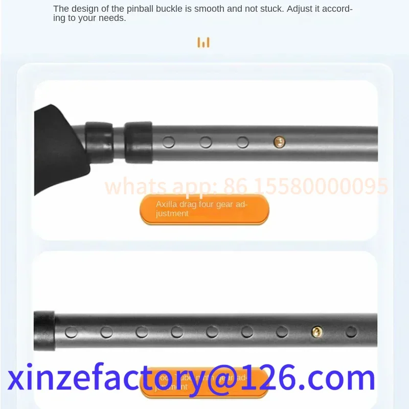 Stampelle ascellari doppie di tipo F premium personalizzabili, pieghevoli e antiscivolo, ausilio alla mobilità regolabile