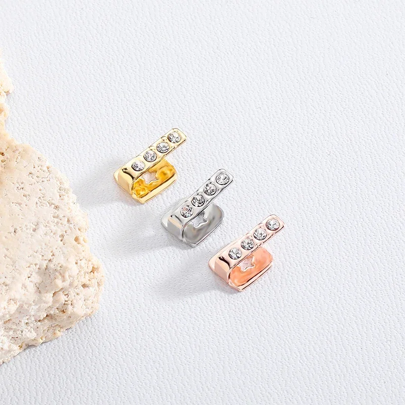 

1PCS Hip Hop Fashion Single Vertical Bar Teeth Grillz Braces Hollow Tooth Caps Zircon Dental Grills For Women Men Jewelry