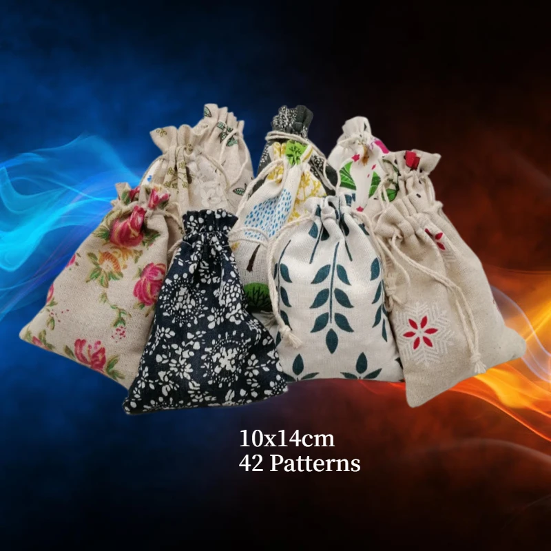 

100pcs Cloth Pattern Holiday Storage Pouch Gift Bags Wedding Sack Display Cotton Bag Jewelry Packaging Christmas Supply System