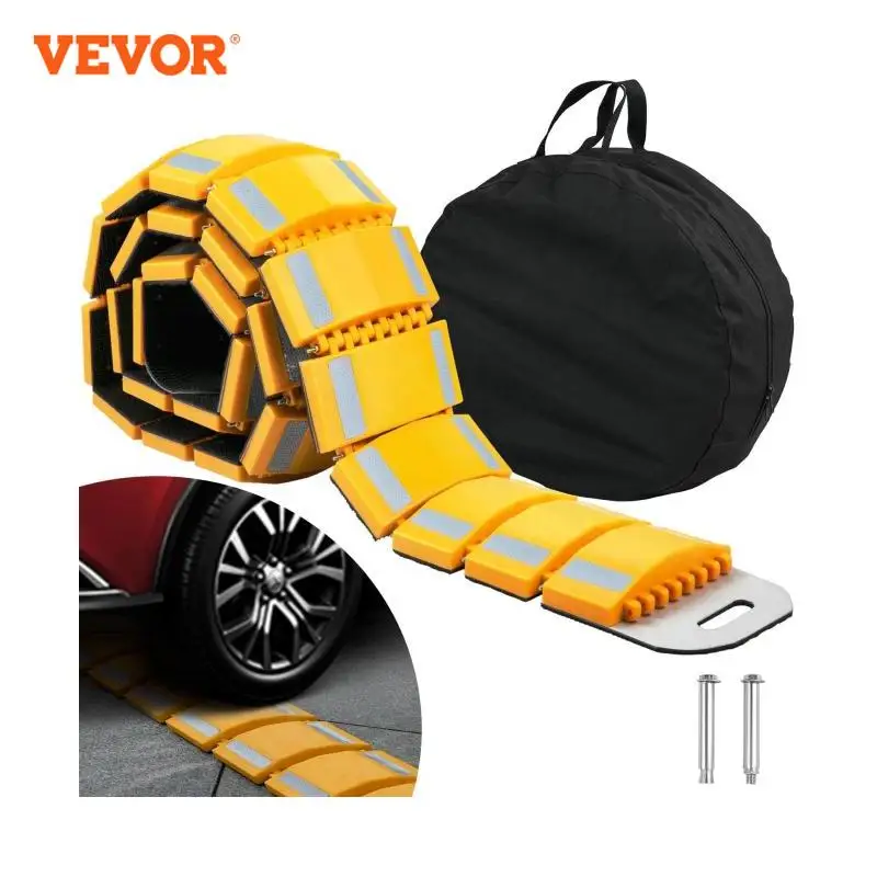 VEVOR 9.8 Feet Portable Speed Bump Speed Hump Rubber Rugged Durable Bumps for Driveway Asphalt  High Compression Performance