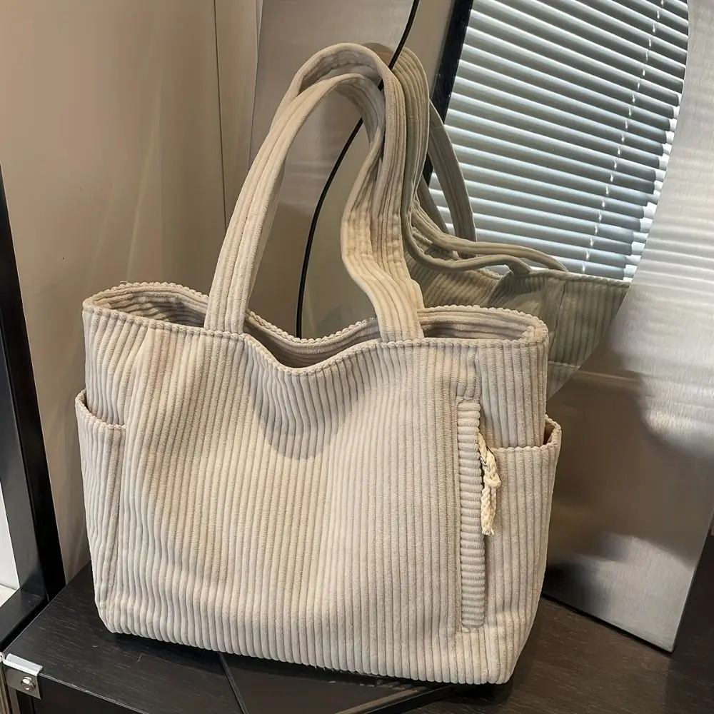 سروال قصير المرأة للمتسوقين حمل حقيبة البريدي إغلاق بلون سروال قصير حقيبة كتف عادية جيوب متعددة أكياس الغداء عطلة