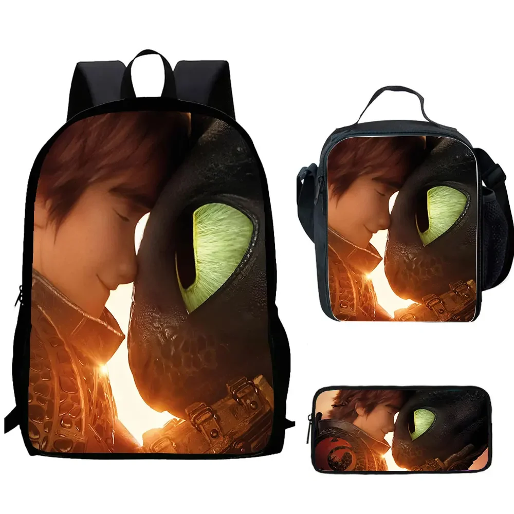 Karikatür D-Dragon'unuzu Nasıl Eğitirsin Çocuk Okul Sırt Çantası Öğle Yemeği Çantaları Kalem Çantaları, Erkek Kız Okul Çantaları, En İyi Hediye