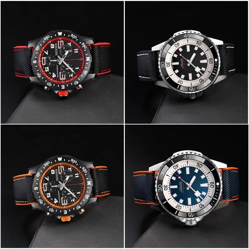 For BREITLING Yellow Wolf Sea Wolf Series Avengers Series Super Ocean Aviation Timing Men's Fluororubber Strap 22mm 20mm