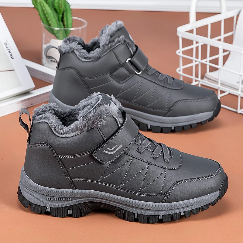 Winterstiefel für Herren aus Mikrofaser-Leder, Schneestiefel, Plüsch-Warm-Freizeitschuhe, wasserdichte Herrenstiefel, männliche Sneakers, Winter-Knöchelstiefel. – Detail 12