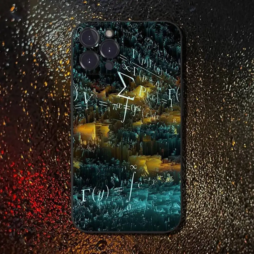 حافظة هاتف بصيغة الرياضيات الكيميائية لهاتف آيفون 6,17,16,15,14,13,12,11 Plus,Pro Max,XS,X,XR,SE,Mini,8,7,Soft غطاء أسود من السيليكون