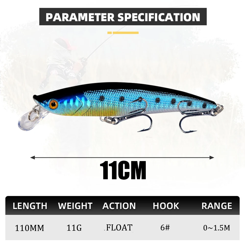 1pc Floating Minnow Hard Fishing Lure Long Cast Swim Bait for River Lake Predator Fish Fishing Accessories