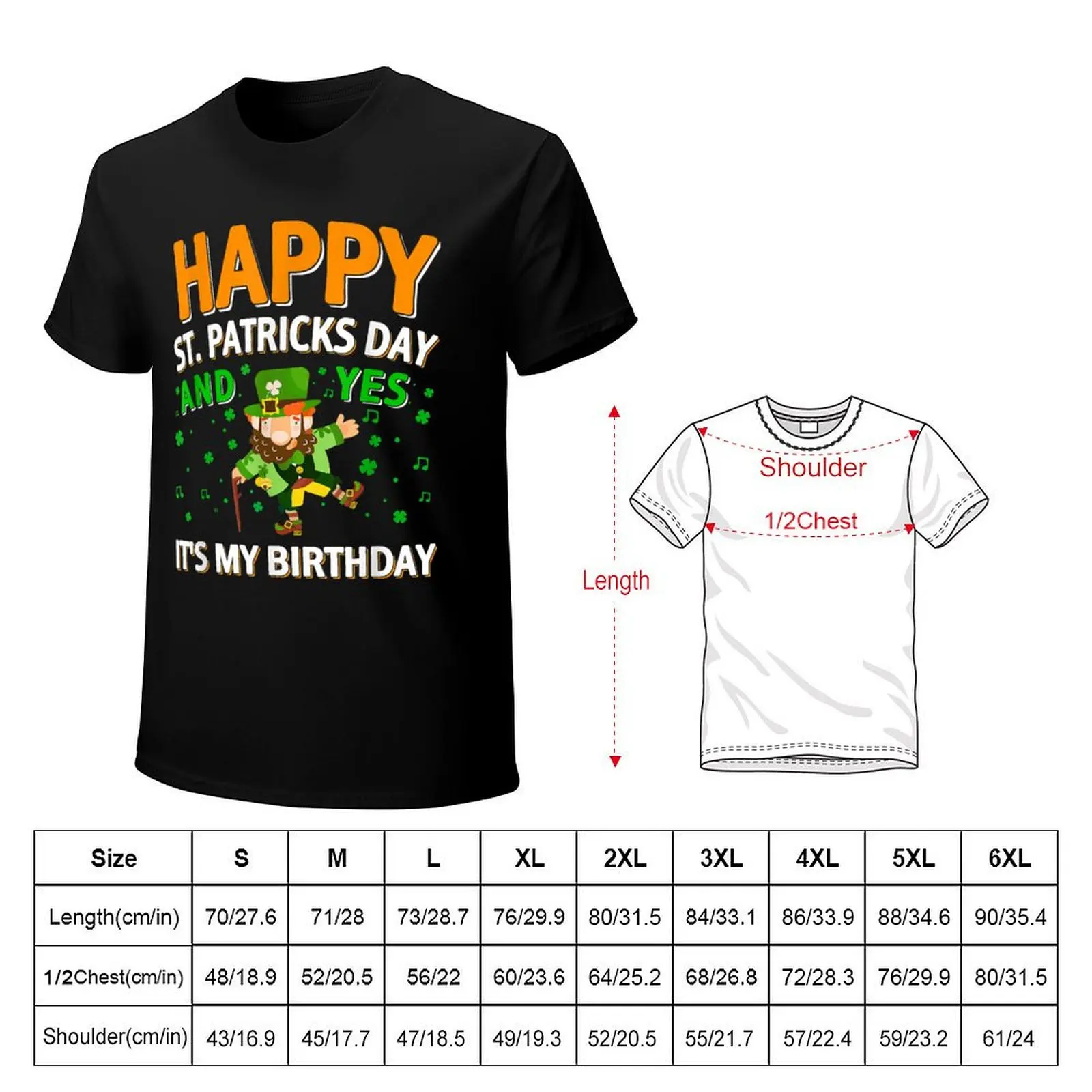 Dancing Leprechaun Shamrock Happy St Patricks Day Birthday T-Shirt Outdoor Work Short Sleeve Top