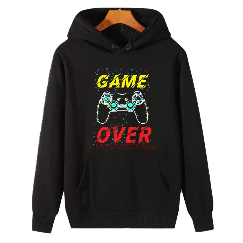 

Рубашка с капюшоном Game Over, толстовки с капюшоном для геймеров, подходят для всех возрастов, зимний толстый свитер, толстовка с капюшоном, мужская одежда