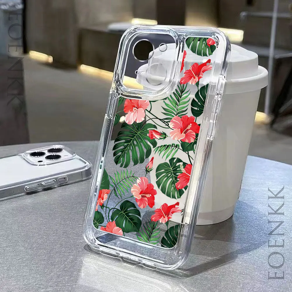 Transparent Flower Shockproof Case For iPhone 16 15 Pro Max 14 13 12 11 XS X XR 7 8 Plus 12 13 Mini Soft Silicone Clear Cover