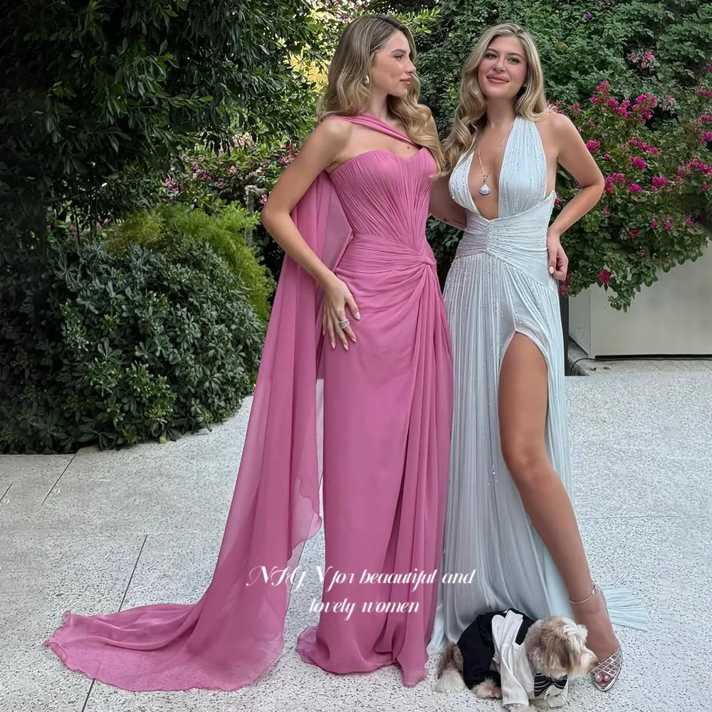 

NFYN Mermaid Evening Dress Chiffon Party Dress with Pleats Prom Dress for Women Chiffon Formal Occasions Dress Customized