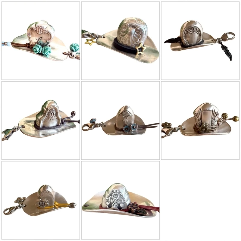 N7YF Multifunctional Charm Jewelry Making Supplies Cowboy Hat Keychain Pendant