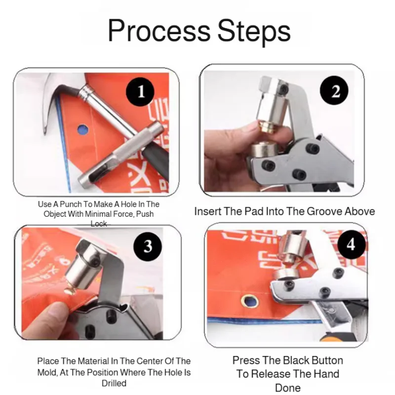 Handheld Hole Punch Eyelet Installation Tool 10mm Grommet Eyelet Plier Kit Metal Air Hole Rivet Plier for DIY Sewing & Crafting - view 5