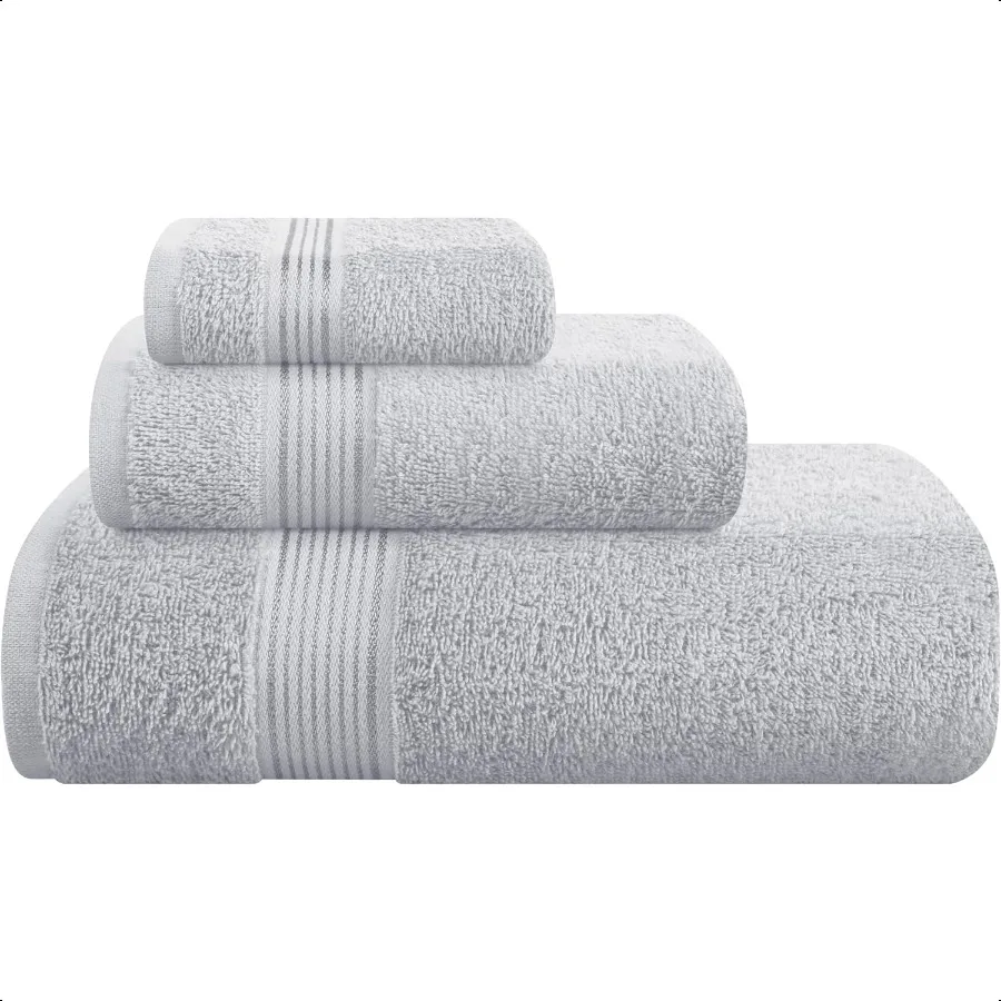 

Ultra Soft 3 Pack Cotton Towel Set Contains a Bath Towel 28x55 inch a Hand Towel 16x24 inch a Wash Coth 12x12 inch Ideal Everyd