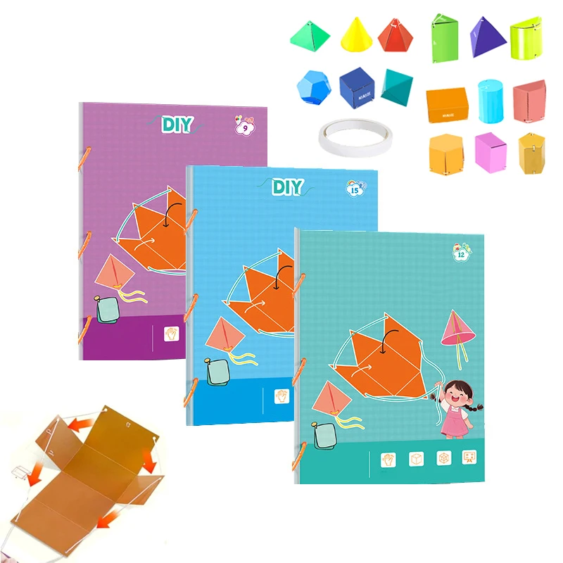 Pull String 3D Geometry Learning Book 3D Geometry Learning Book With Braided Rope Design Teach Volume & Surface Area Formulas