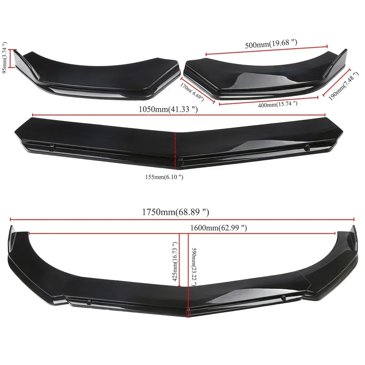 3x Adjustable Universal Car Front Bumper Lip Spoiler Diffuser For Benz W211 W212 W117 W176 W205 W204 W203 For Jetta MK5 Body Kit