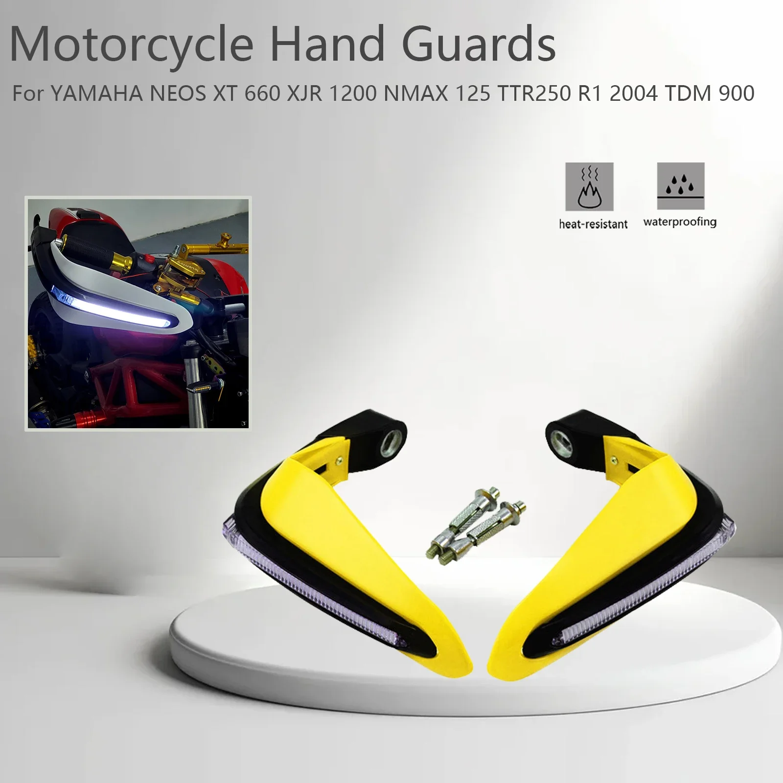 

Motorcycle Hand Guards Lights Motocross LED Handguard Protective Gear For YAMAHA NEOS XT 660 XJR 1200 NMAX 125 TTR250 R1 2004