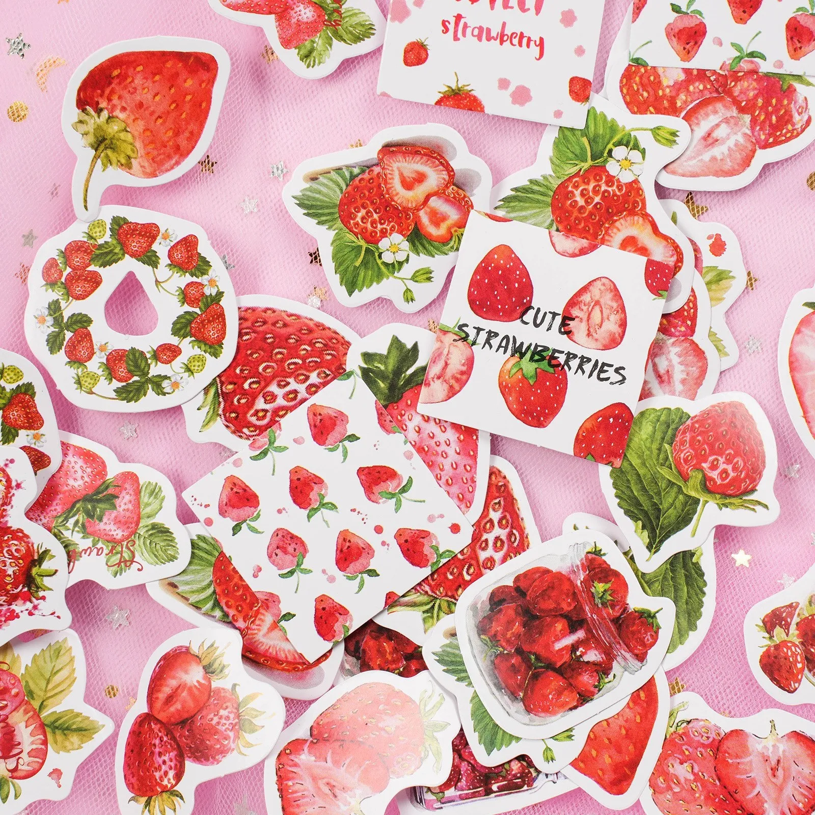 46 Pcs Mini Size Scrapbooks Stickers Doraking DIY Decoration Super Cute Strawberry Stickers For Diary Notebooks Album