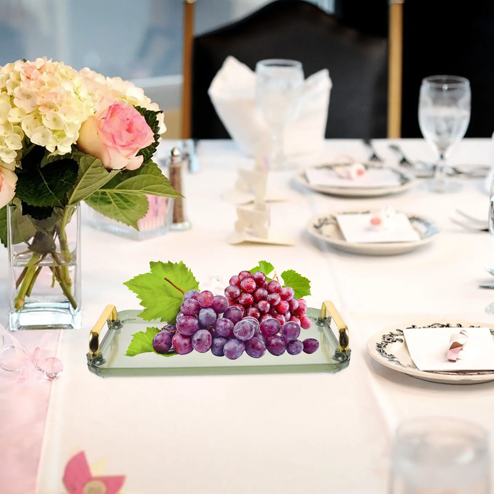 

Rectangular Pp Material Serving For Coffee Tea Snack Fruit Bread Dessert Display Decorative Tray Household Tray