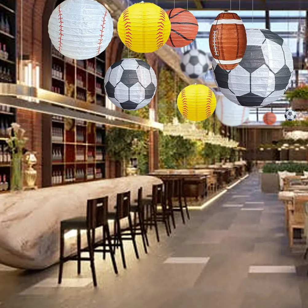 

3pcs Rugby Lanterns Hanging Paper Sports Event Decorative Lanterns Festival Theme Party Venue Stable Structure