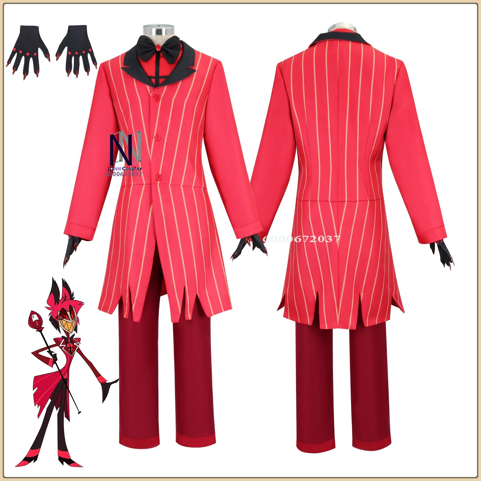 

Hot Alastor Role Playing Costume (Elegant Style) Slim Red Striped Suit Tie Full Set High Quality Cosplay Costume (Male/Female )