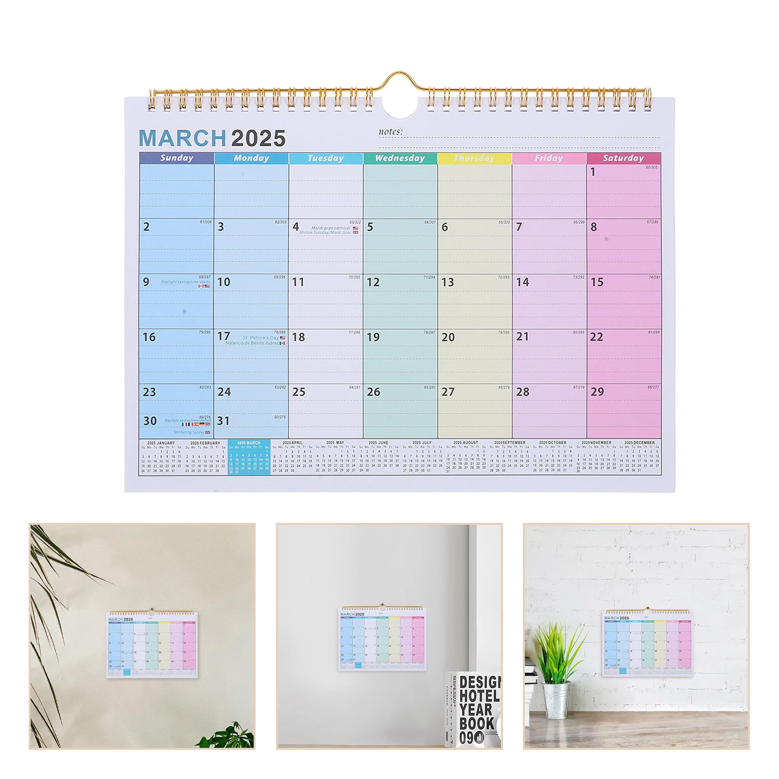 Wall Calendar for Desk Cute Stickers Moon No Date Flip Desktop Blooming