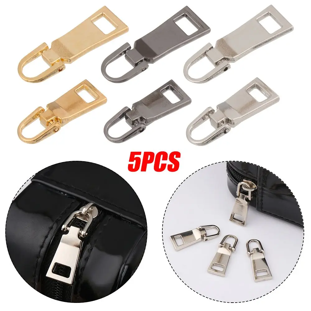 5 Stuks Afneembare Metalen Rits Hoofd Rits Pull Rits Reparatie Kit Vervanging Voor Tas Koffer Kleding Metalen Zip Naaiset