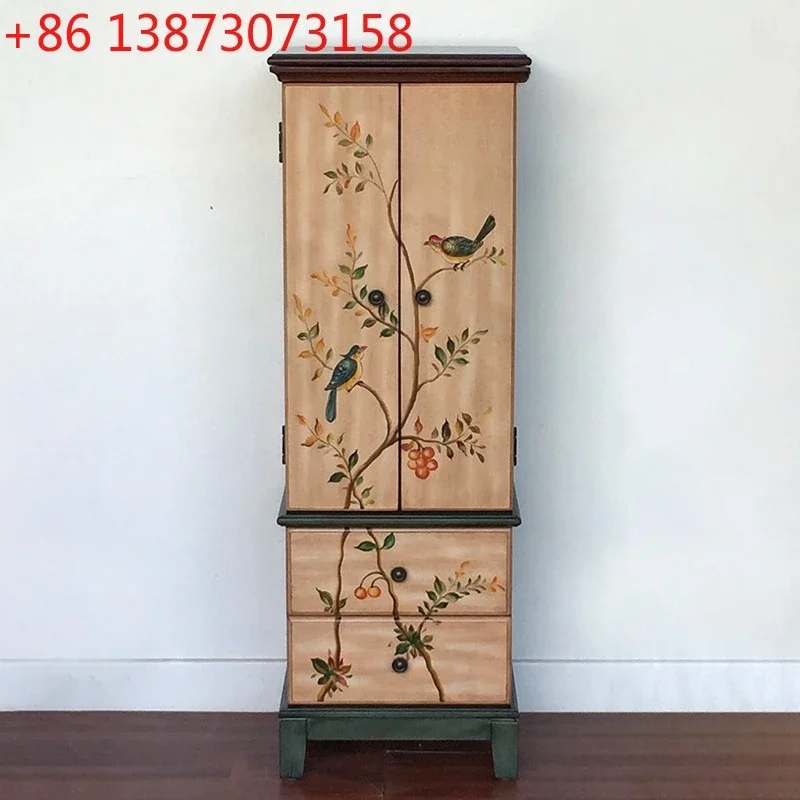 Painted eight-bucket cabinet retro small apartment bedroom storage dressing cabinet American jewelry cabinet
