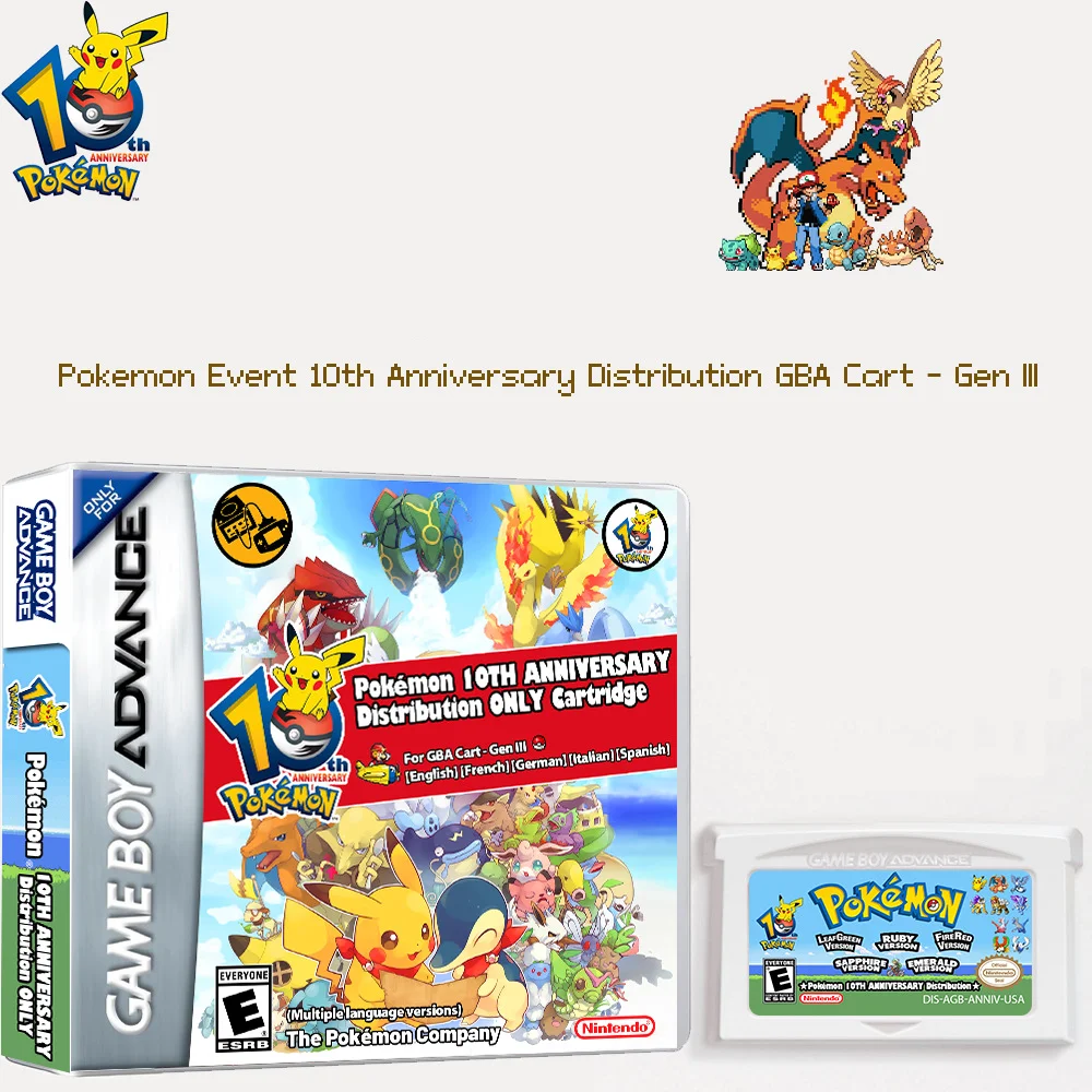 

New GBA Pokemon Event 10th Anniversary Distribution ONLY Cartridge For GBA Cart - Gen III Game Card Hobbies Collection Gift Toys