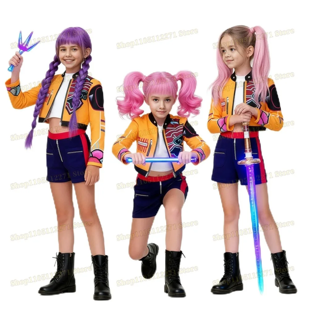 

K-POP Witch Hunt Squad Lumi Cosplay Costume Set Girl Anime Kpop Style Halloween Party Dress with Top Skirt Wig for Kids