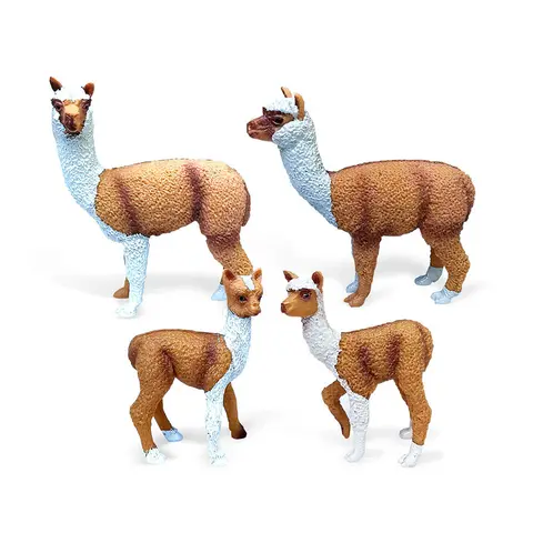 4 st realistiska alpackor, lamadjur, familjeset med unge, plastfigurer av skogsdjungeldjur, tårtdekorationer, jul, födelsedagspresent 10 best sales djungeldjur - №5