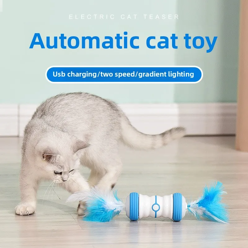

Electric Cat Teaser Stick for Pets Cats Toys Smart Magic Wand Automatic Rotating Roller Kitten Teaser Ball Pet Supplies