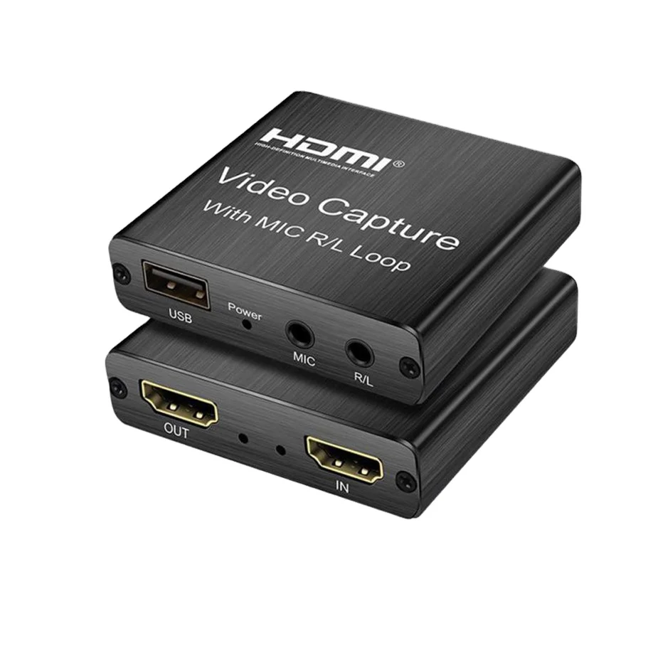 

HD 1080P 4K Video Capture Card to USB 2.0 Video Capture Board Game Record Live Streaming Broadcast Local Loop Out Mic