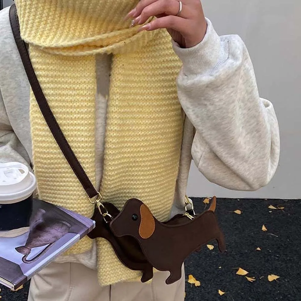 

Kawaii такса сумка через плечо большой емкости с защитой от брызг воды собака искусственная сумка на плечо забавная легкая сумка для телефона в стиле ретро для девочек