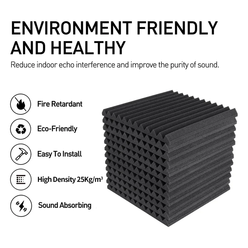 

AA67-Acoustic Foam Panels 1 X 12 X 12Inch Soundproofing Noise Cancelling Wedge Panels For Home Office Recoding Studio
