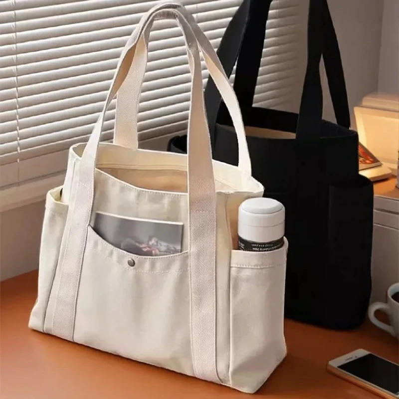 

Large Capacity Tote Canvas Bag for Work Commuting High Aesthetic Value Versatile Artistic Student Uniform Book Single Shoulder C