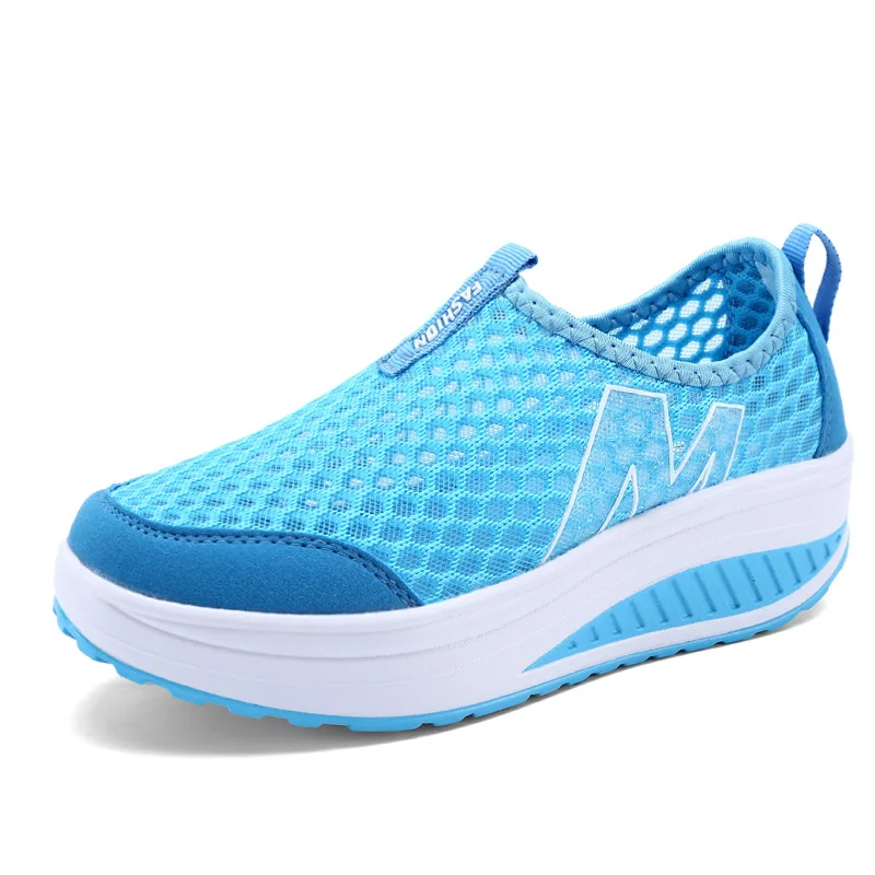 Women Mesh Flat Shoes Sneakers Platform Shoes Woman Loafers Breathable Air Mesh Swing Wedges Shoe Breathable Flats