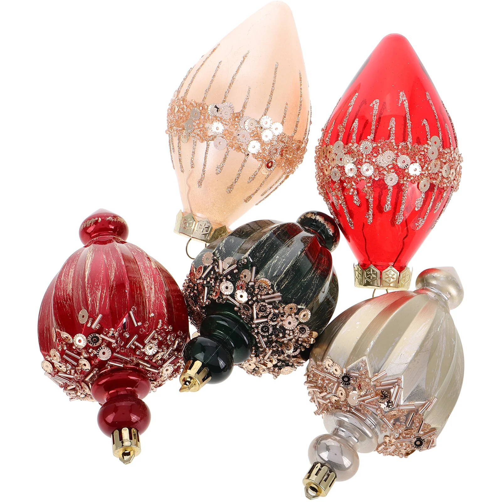 

5Pcs Unique Christmas Ornaments Water Drop Spiral Shaped Festive Holiday Tree Decor Plastic Xmas Pendants Christmas Pendants