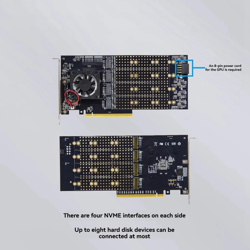 

【BUY NOW】PCle 3.0 to M.2 NVME 8-Disk Expansion Card, PLX8749 Free Drive, Free Main Board Split, 8 Disk M.2 NVME Expansion Card
