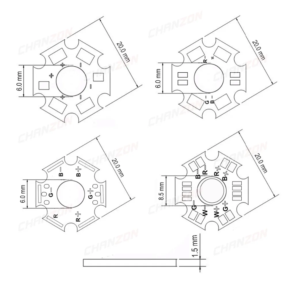 Piastra base lampada in alluminio Scheda PCB Dissipatore di calore Radiatore Substrato 20mm Star Dispositivo di raffreddamento fai da te per LED ad