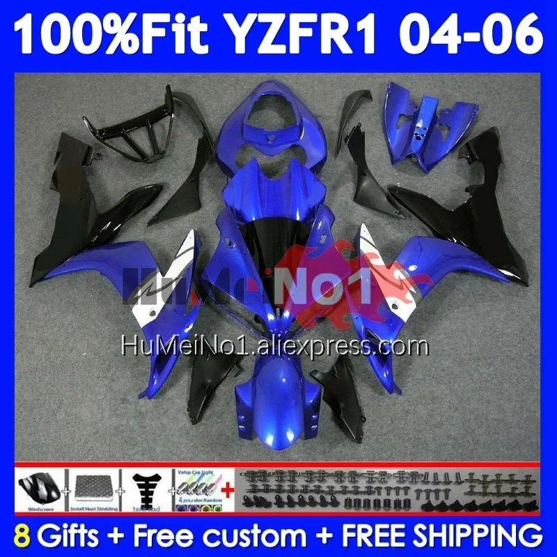 Injection Body For YAMAHA YZF R1 Black blue R 1 YZF-1000 YZF1000 366No.99 1000CC YZF-R1 YZFR1 2004 2005 2006 04 05 06 Fairing