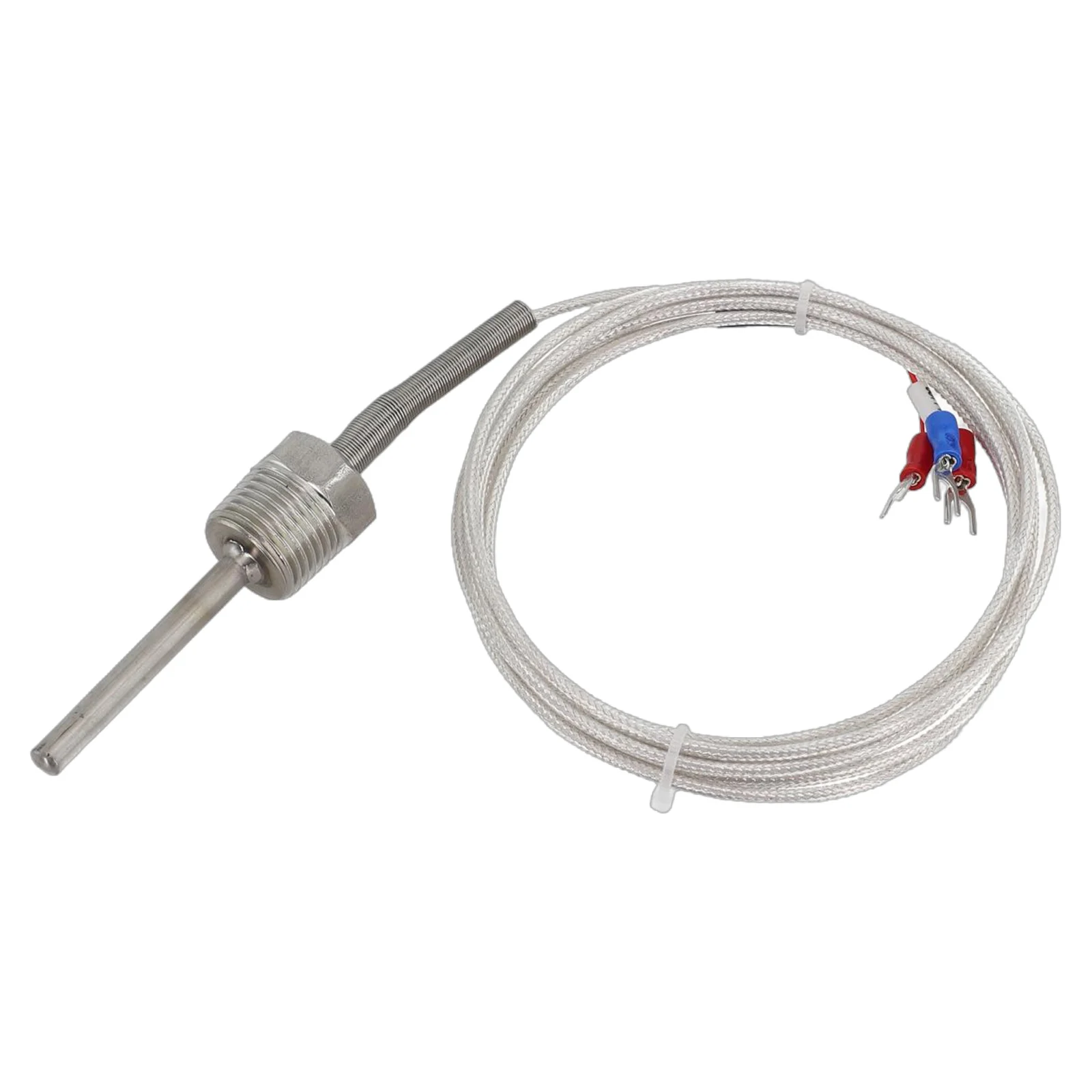 Pt100 Ohm Probe Sensor L 50mm PT NPT 1/2'' Thread W/ Insulation Wire Stainless Steel Probe Temperature Sensor Parts Power Tools