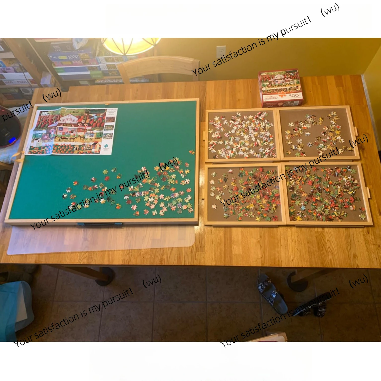 1000 pieces adult children's wooden four-draw puzzle board, 1500 pieces solid wood puzzle table