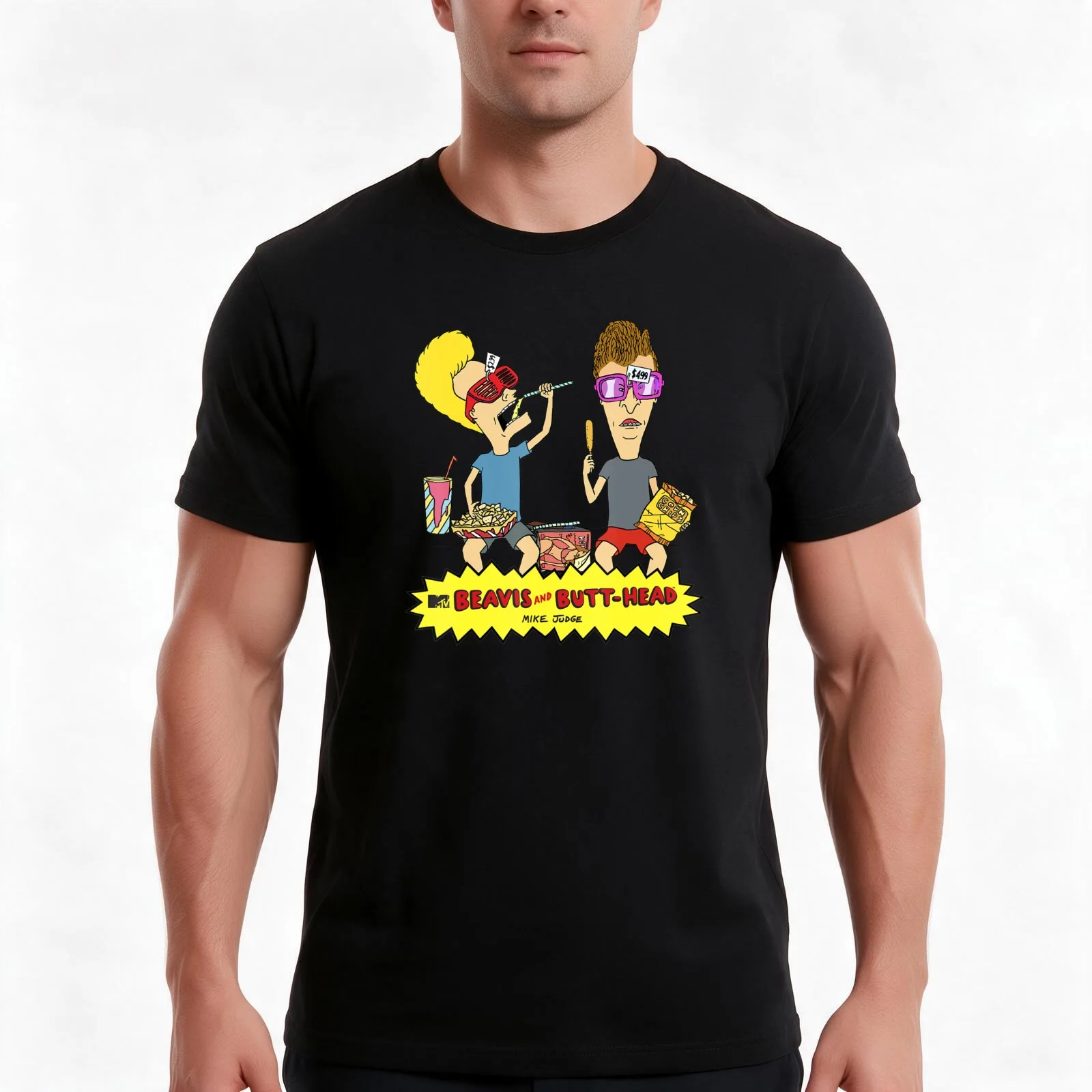 Cartoon Funny Nachos On The Couch T-Shirt, Summer Casual Cotton Tee, Oversized Streetwear Tops, Vintage Graphic Print